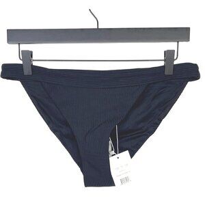 Andie Ribbed Banded Cheeky Bikini Bottom Women’s Size L Black Swim NWT